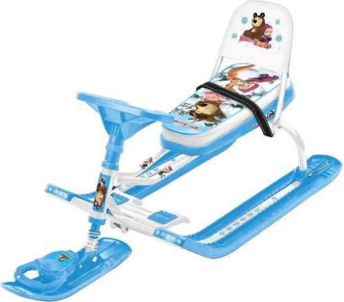 Снегокат Тимка спорт со спинкой 4-1 Маша и медведь со спинкой СММ2, белый