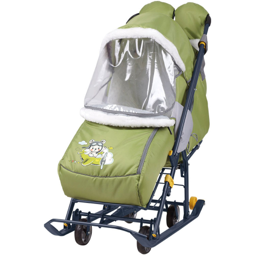 Санки-коляска "Наши Детки 2" Летчик, оливковый