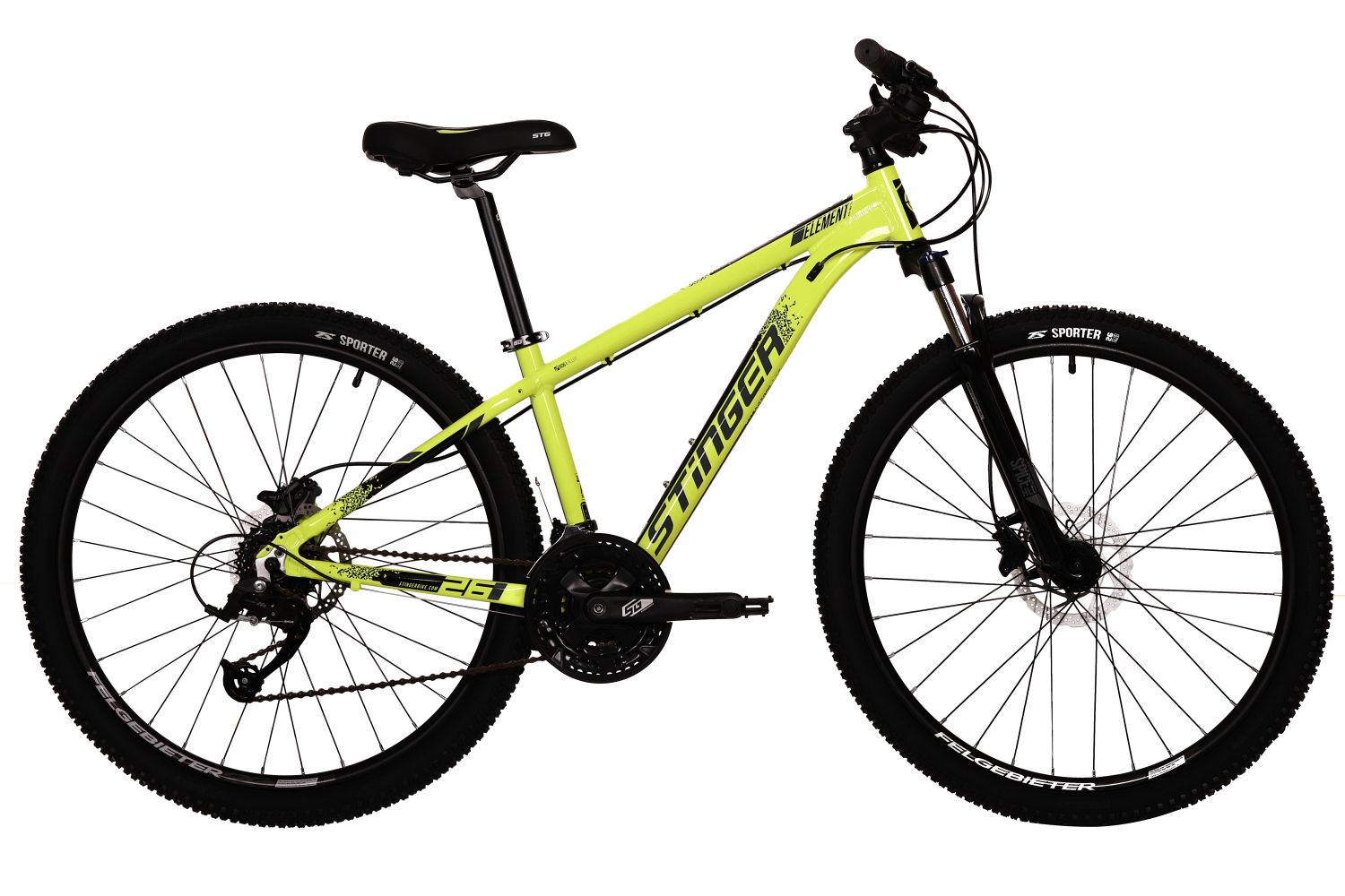 Велосипед Stinger Element Pro 26" (2023), рама 14" (130-155 см), зеленый Велосипед Stinger Element Pro 26" (2023), рама 14" (130-155 см), зеленый