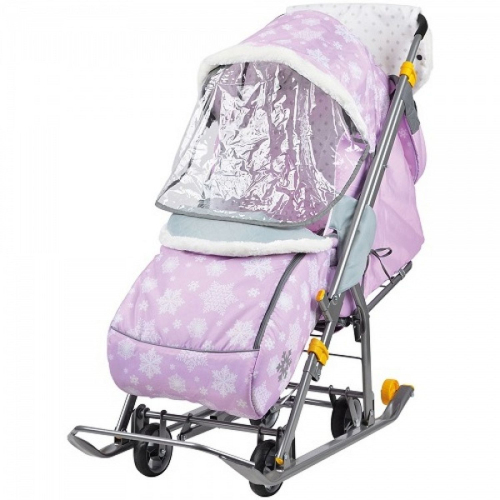 Санки-коляска "Наши Детки" принт со снежинками