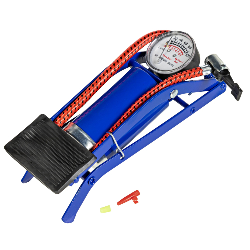 Насос ножной универ. с манометром BOX 55х100, сталь. авто/вело ниппель