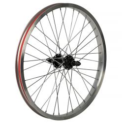 Колесо 20" заднее BMX, двойн. алюм. обод 36H, стал. втулка, 3/8"х175 мм, насып. подшип., 9T, серебристый Колесо 20" заднее BMX, двойн. алюм. обод 36H, стал. втулка, 3/8"х175 мм, насып. подшип., 9T, серебристый