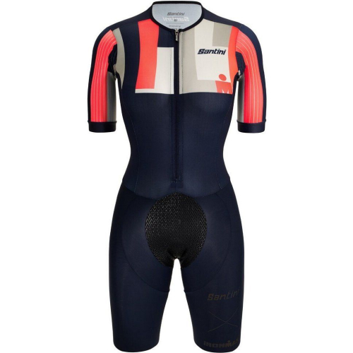 Трисьют с коротким рукавом женский Santini Aahonoui Viper-Ironman Women's SS Trisuit, синий-красный