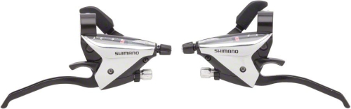 Шифтер с тормозной ручкой Shimano Tourney, EF65, лев/пр, 3x8ск, тр.+оплетк, цв. серебр., ESTEF65P8AS