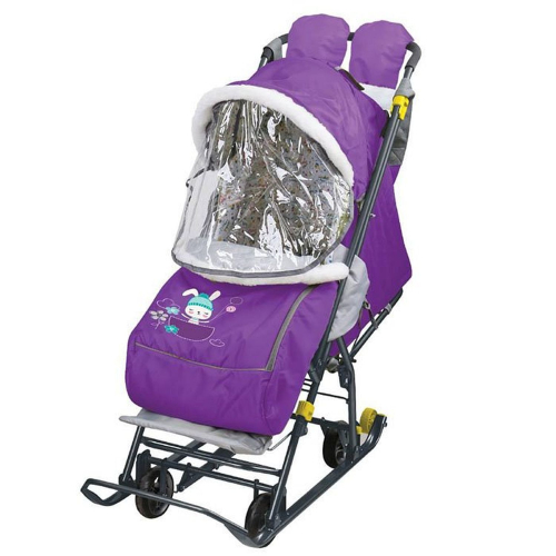 Санки-коляска Умка У3-2/9, с зайчонком, черничный