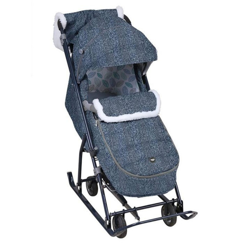 Санки-коляска Нашидетки, 6 НДТ6/2 Синий с листочками