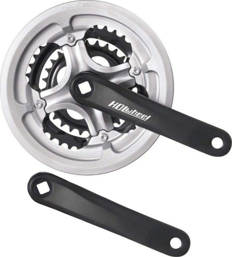 Система шатунов HDL-L353, алюминий, 170 мм, 28/38/48T под квадрат, с защитой, черный