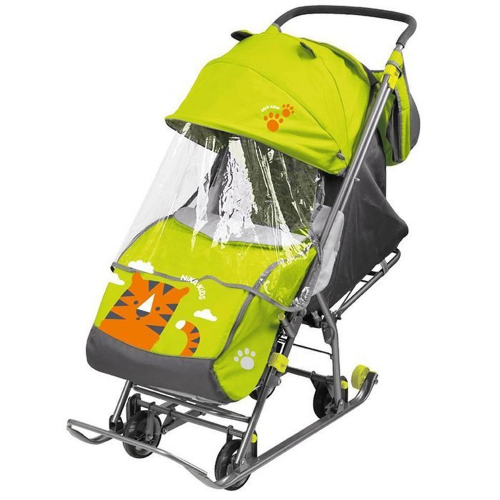 Санки-коляска Нашидетки, лимонный с тигром НДТ4-2/5