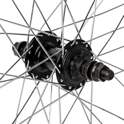 Колесо заднее 20" для BMX, двойной алюм. обод 36H, алюм. втулка, ось 14х175 мм, 9Т, черный Колесо заднее 20" для BMX, двойной алюм. обод 36H, алюм. втулка, ось 14х175 мм, 9Т, черный