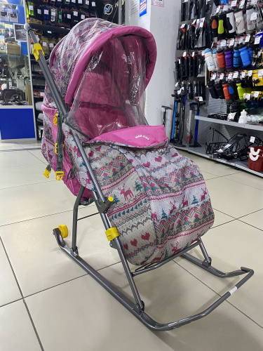 Санки-коляска Умка 3 (розовый)