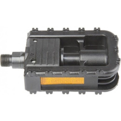 Педали M-Wave Складные, пластик, 98*72*24мм, ось - Boron, с отражателем, черные, 5-312137, черный