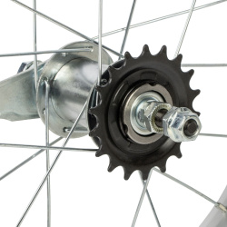 Колесо 14" заднее(без резины), одинарный алюм.обод 16 отв, втулка сталь DACHAN, гайка Колесо 14" заднее(без резины), одинарный алюм.обод 16 отв, втулка сталь DACHAN, гайка